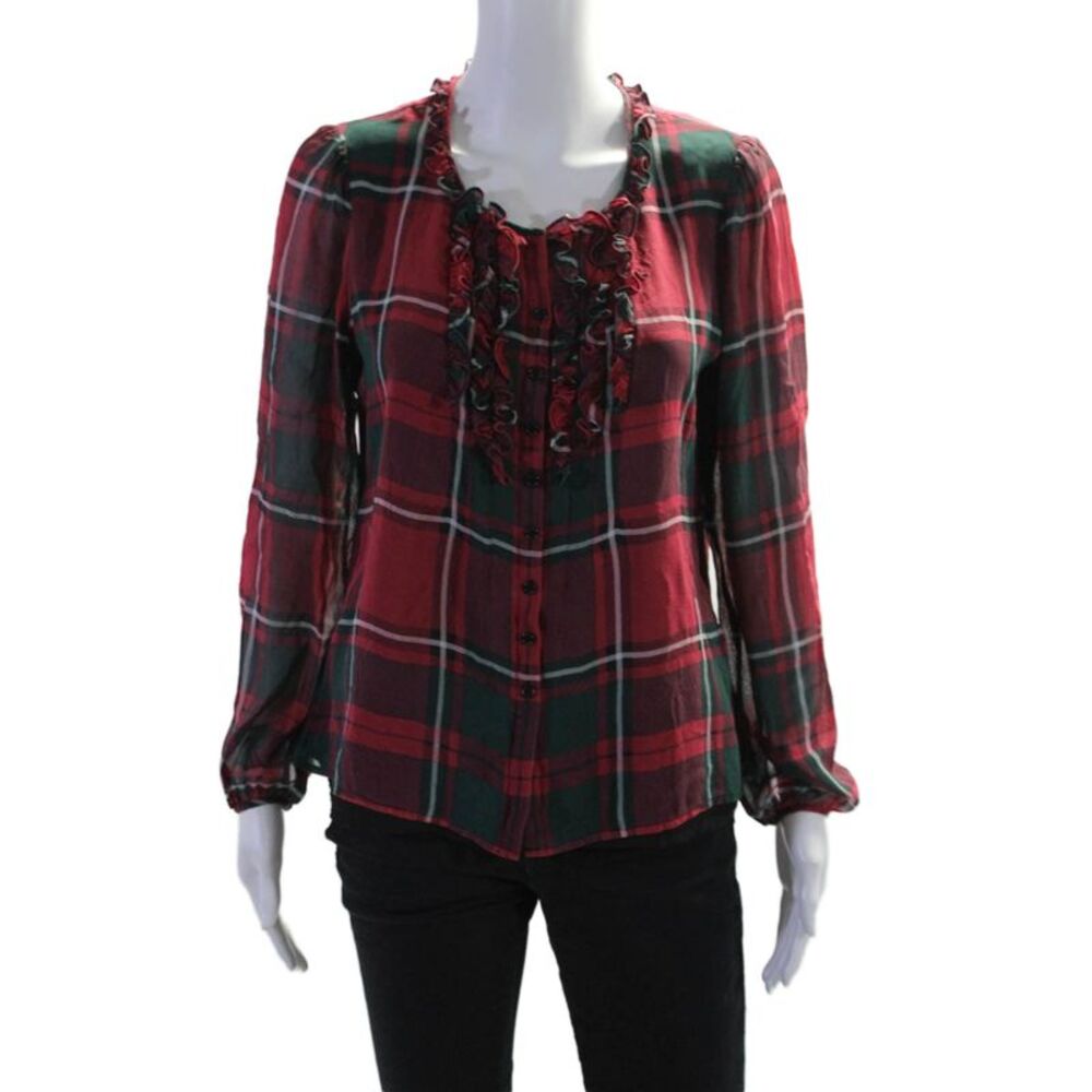 Pendleton Womens Silk Check Patterned Ruffled Sna… - image 1